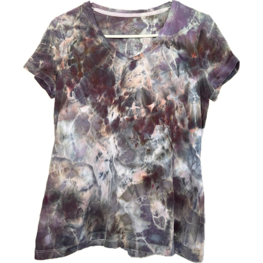 NEW HAND DYED IcE DYED Women's DARK Tie-Dye V-Neck Top